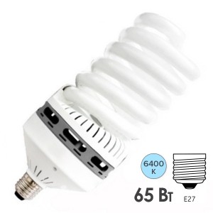 Лампа энергосберегающая ESL QL14 65W 6400K E27 спираль d83x235 холодная