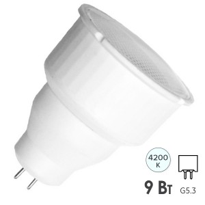 Лампа энергосберегающая ESL MR16 9W 4200K GU5.3 белая, d50x61