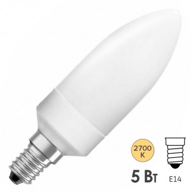 Обзор Лампа энергосберегающая Osram Classic B 5W/827 E14