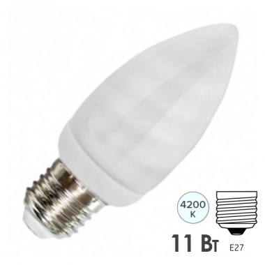 Обзор Лампа энергосберегающая свеча ESL B QL7 11W 4200K E27 белая, d38x101