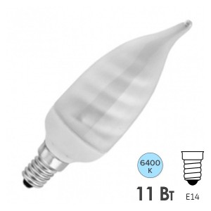 Обзор Лампа энергосберегающая свеча на ветру ESL BA QL7 11W 6400K E14 холодная, d36x120