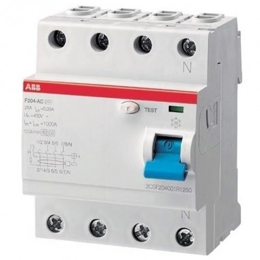 Отзывы УЗО ABB F204 AC-25/0,03 4-х полюсное тип AC 25A 30mA 4 модуля