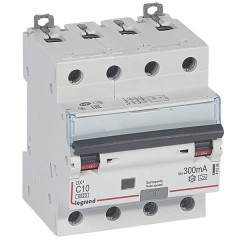 Дифавтомат Legrand DX3 АВДТ 4П C10А 300MA тип AC 4 модуля
