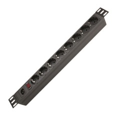 Блок розеток для 19" шкафов, 8 розеток Schuko, выключатель