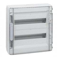 Шкаф Legrand XL3 125 накладной на 36 модулей (2х18) с шинами N+PE с прозрачной дверью