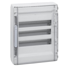 Шкаф Legrand XL3 125 накладной на 54 модуля (3х18) с шинами N+PE с прозрачной дверью