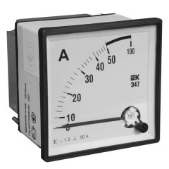 Амперметр аналоговый Э47 100/5А класс точности 1,5 72х72мм IEK