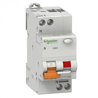 Отзывы Дифференциальный автомат Schneider Electric АД63 1п+н 40А 300мA 4,5кА C (тип АС) 2 модуля