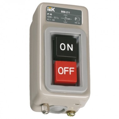 Купить Выключатель кнопочный с механической блокировкой ВКИ-211 3Р  6А 230/400В IP40  ИЭК