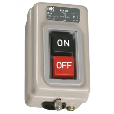 Обзор Выключатель кнопочный с механической блокировкой ВКИ-216 3Р  10А 230/400В IP40  ИЭК
