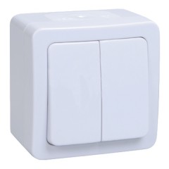 Выключатель 2-клавишный IP54 белый ГЕРМЕС PLUS ВС20-2-0-ГПБ ИЭК
