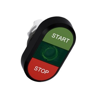 Обзор Кнопка двойная ABB MPD4-11G (зеленая/красная) зеленая линза с текстом (START/STOP)