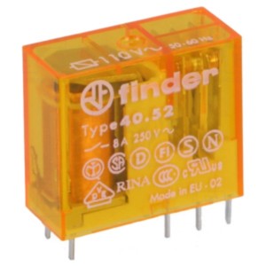 Миниатюрное PCB-реле Finder выводы 5мм 2СО AgNi 8A AC (50/60Гц) 24В