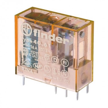 Отзывы Миниатюрное PCB-реле Finder выводы 5мм 1СО AgCdO 16A AC (50/60Гц) 230В