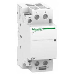Модульный контактор iCT Acti 9 Schneider Electric 63A 2 полюса 2НО  220В/240В АС 50ГЦ 2 модуль