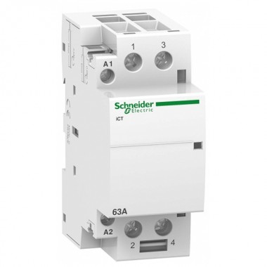 Купить Модульный контактор iCT Acti 9 Schneider Electric 63A 2 полюса 2НО  220В/240В АС 50ГЦ 2 модуль