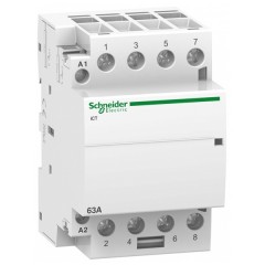 Модульный контактор iCT Acti 9 Schneider Electric 63A 4 полюса 4НО  220В/240В АС 50ГЦ 3 модуль