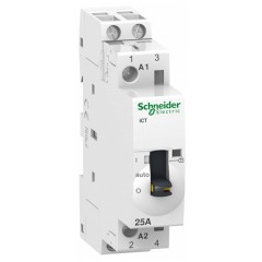 Модульный контактор с ручным управлением iCT Acti 9 Schneider Electric 25A 2п 2НО 220В АС 50ГЦ 1м