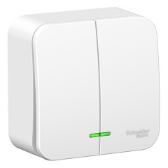 Выключатель 2-клавишный с подсветкой Blanca Schneider Electric 6А 250В белый монтажная пласти
