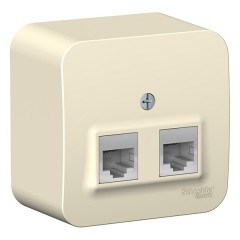 Розетка двойная RJ45 + RJ11 Blanca Schneider Electric молочная изол.пластина