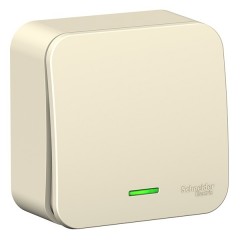 Переключатель 1-клавишный с подсветкой Blanca Schneider Electric 10А 250В молочный и.пластина