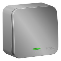 Переключатель 1-клавишный с подсветкой Blanca Schneider Electric 10А 250В алюминий и.пластина