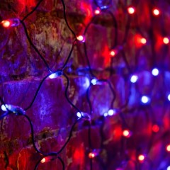 Гирлянда Сеть 2х0,7м, 176LED красный/синий IP44 свечение с динамикой, черный провод, 230В