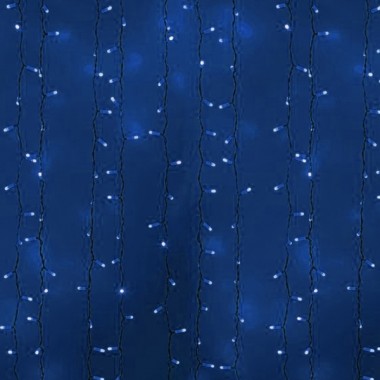 Купить Гирлянда Светодиодный Дождь 2x1,5м 360LED синий IP44 постоянное свечение, белый провод, 230В