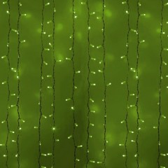 Гирлянда Светодиодный Дождь 2x1,5м 360LED зеленый IP44 постоянное свечение, белый провод, 230В