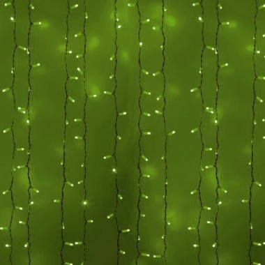 Купить Гирлянда Светодиодный Дождь 2x1,5м 360LED зеленый IP44 постоянное свечение, белый провод, 230В