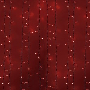 Гирлянда Светодиодный Дождь 2x1,5м 360LED красный IP44 постоянное свечение, черный провод, 230В