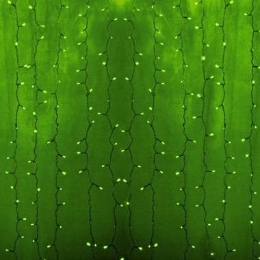 Купить Гирлянда Светодиодный Дождь 2x3м 448LED зеленый IP44 постоянное свечение, прозрачный провод, 230В