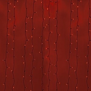 Гирлянда Светодиодный Дождь 2x6м 1500LED красный IP44 постоянное свечение, черный провод, 230В