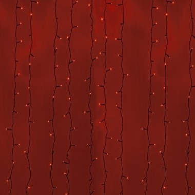 Купить Гирлянда Светодиодный Дождь 2x6м 1500LED красный IP44 постоянное свечение, черный провод, 230В