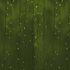 Гирлянда Светодиодный Дождь 2x6м 1140LED зеленый IP44 постоянное свечение, черный провод, 230В