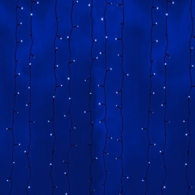 Обзор Гирлянда Светодиодный Дождь 2x9м 2200LED синий IP44 постоянное свечение, черный провод, 230В