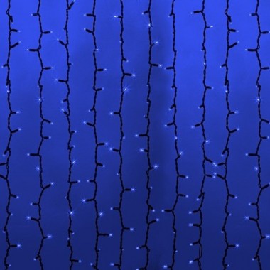 Купить Гирлянда Светодиодный Дождь 2x6м 1500LED синий IP44 эффект водопада, черный провод, 230В