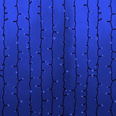 Обзор Гирлянда Светодиодный Дождь 2x9м 2200LED синий IP44 эффект водопада, черный провод, 230В