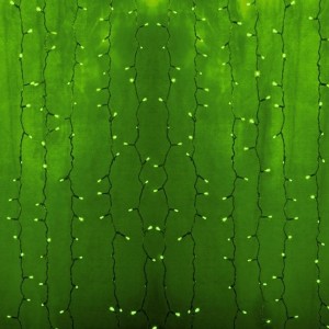 Гирлянда Светодиодный Дождь 2x1,5м 360LED зеленый IP44 постоянное свечение, прозрачный провод, 230В