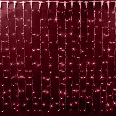 Купить Гирлянда Светодиодный Дождь 2x1,5м 360LED красный IP65 постоянное свечение, белый каучук, 230В