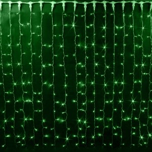 Гирлянда Светодиодный Дождь 2x1,5м 360LED зеленый IP65 постоянное свечение, белый каучук, 230В