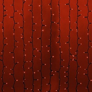 Гирлянда Светодиодный Дождь 2x1,5м 360LED красный IP65 постоянное свечение, черный каучук, 230В