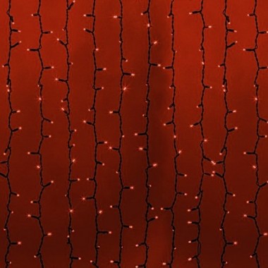 Купить Гирлянда Светодиодный Дождь 2x1,5м 360LED красный IP65 постоянное свечение, черный каучук, 230В