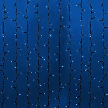 Обзор Гирлянда Светодиодный Дождь 2x1,5м 360LED синий IP65 постоянное свечение, черный каучук, 230В