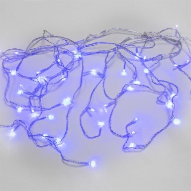Обзор Гирлянда бахрома светодиодная 1,8х0,5м 48LED Синий, 8 режимов свечения, прозрачный провод