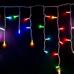 Гирлянда бахрома светодиодная 4,8х0,6м 176LED RBG IP44, постоянное свечение,прозрачный провод