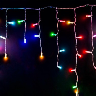 Купить Гирлянда бахрома светодиодная 4,8х0,6м 176LED RBG IP44, постоянное свечение,прозрачный провод