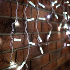 Гирлянда бахрома светодиодная 2,4х0,6м 88LED белый IP44, эффект мерцания,белый провод