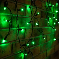 Гирлянда бахрома светодиодная 2,4х0,6м 88LED зеленый IP44, постоянное свечение,черный провод
