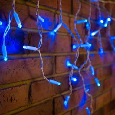 Отзывы Гирлянда бахрома светодиодная 2,4х0,6м 88LED синий IP44, постоянное свечение,прозрачный провод